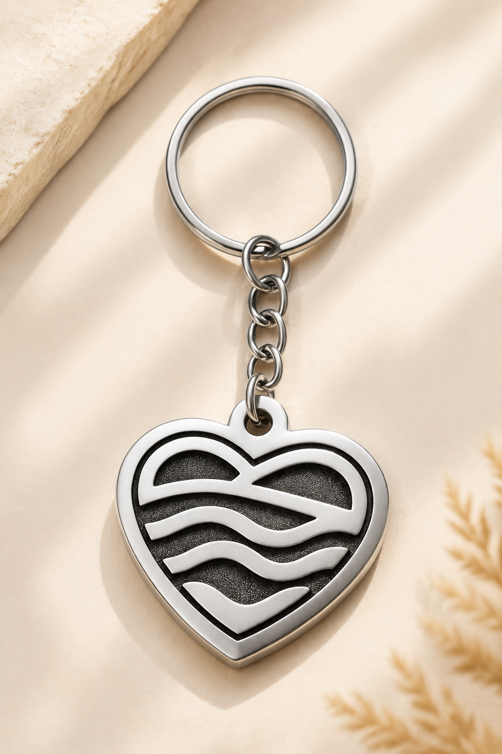 Porte-cle coeur metal QR — packshot